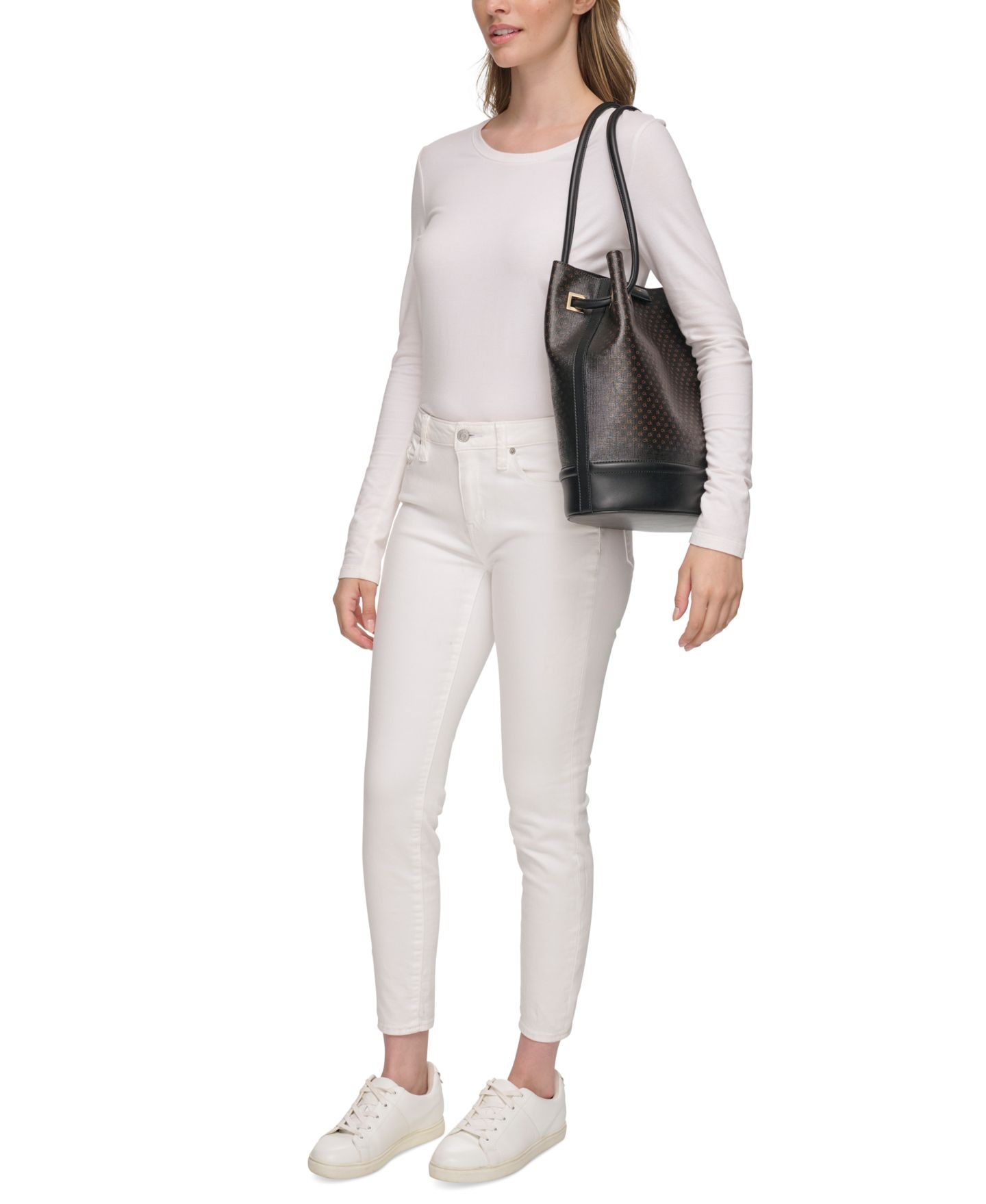 Женская сумка Calvin Klein Ash Signature Tote with Magnetic Snap, цвет: Коричневый хаки / Чёрный — фото 7