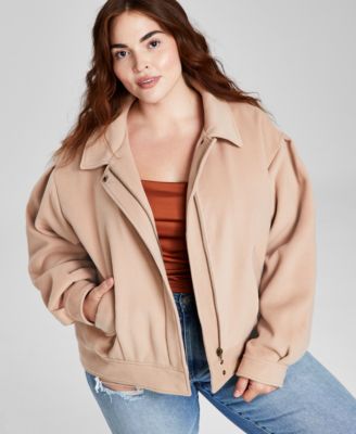 And Now This - Trendy Plus Size Dropped-Shoulder Bomber Jacket
