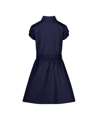 Big Girls Uniform Belted Poplin Shirt Dress