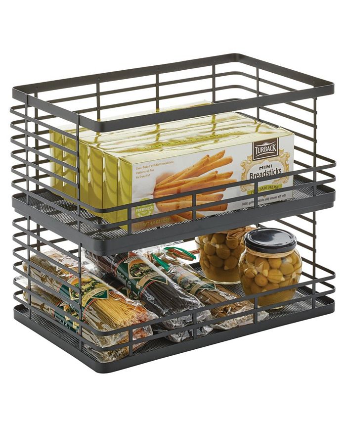 mDesign Modern Metal Wire Kitchen Pantry, Large, Matte Black