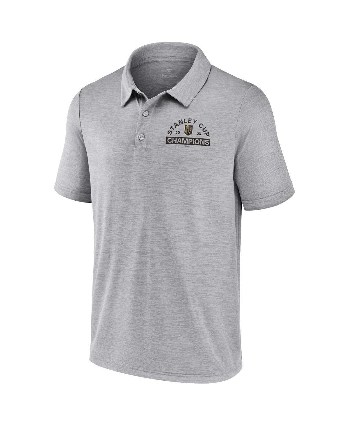 Shop Fanatics Men's  Heather Gray Vegas Golden Knights 2023 Stanley Cup Champions Polo Shirt