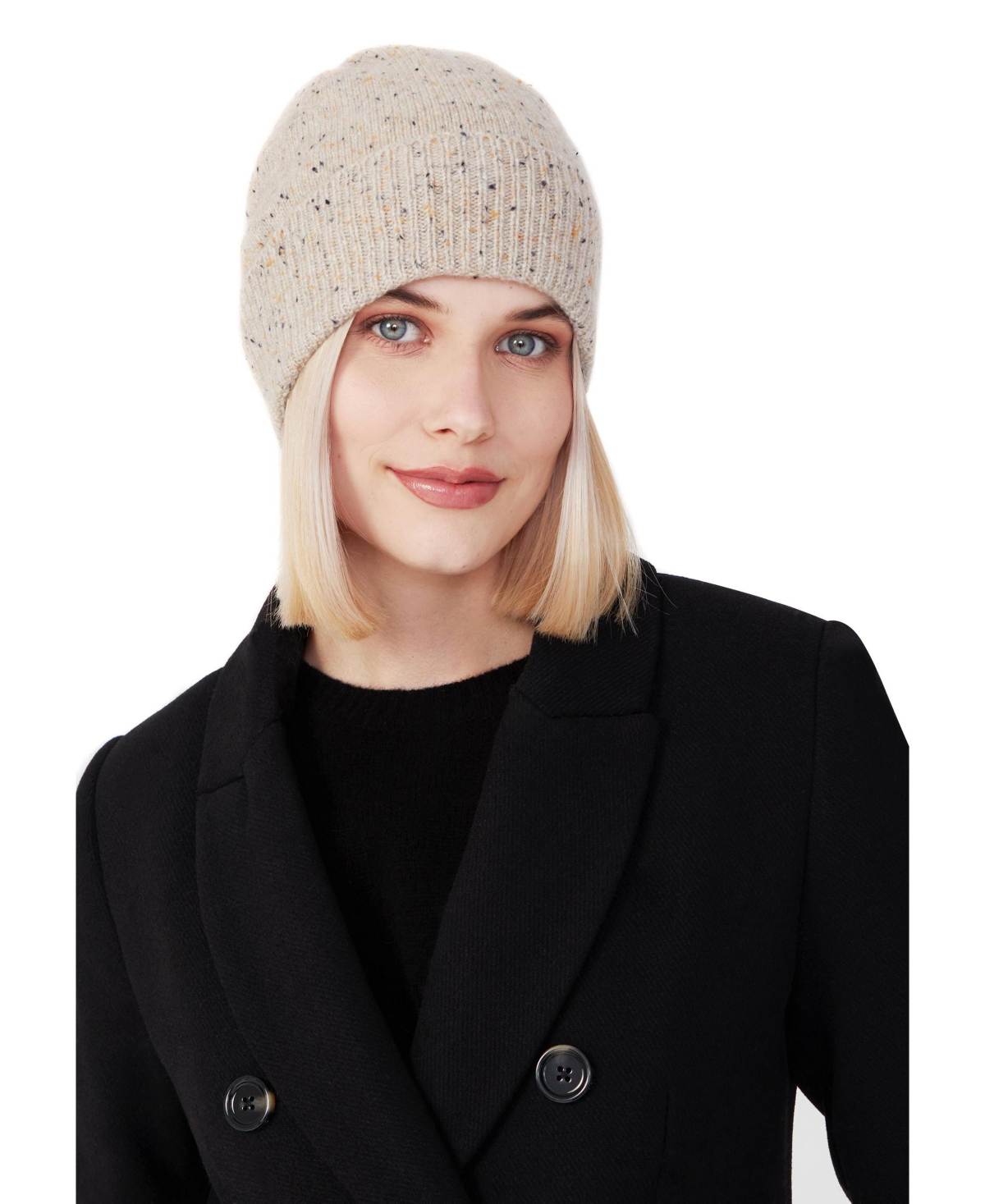 100% Pure Cashmere Women's Ribbed Cuff Beanie - Chocolate Brown