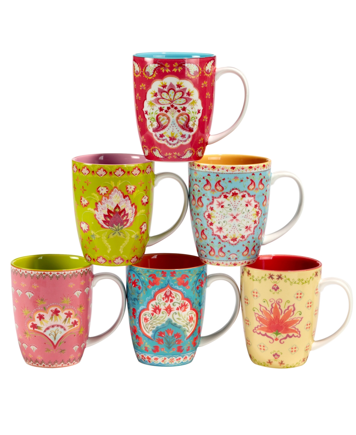 Francesca Mugs, Set of 6 - Multi