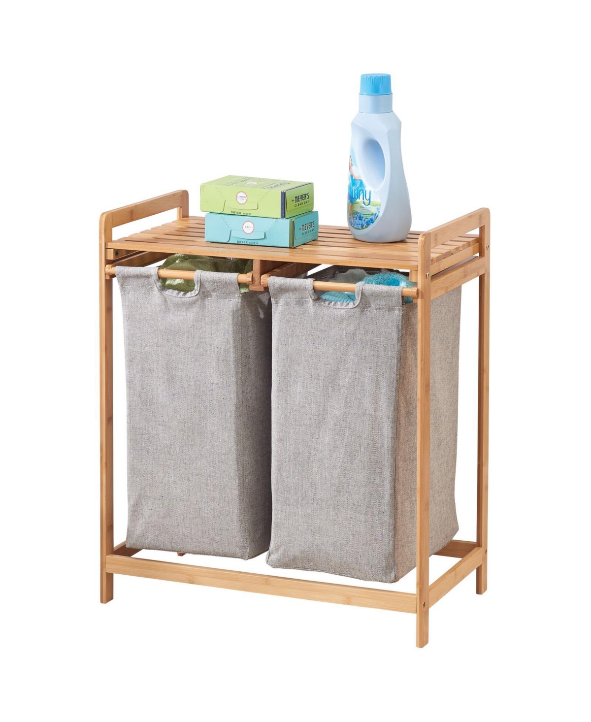 Bamboo Double Laundry Hamper, Large Capacity - Vintage