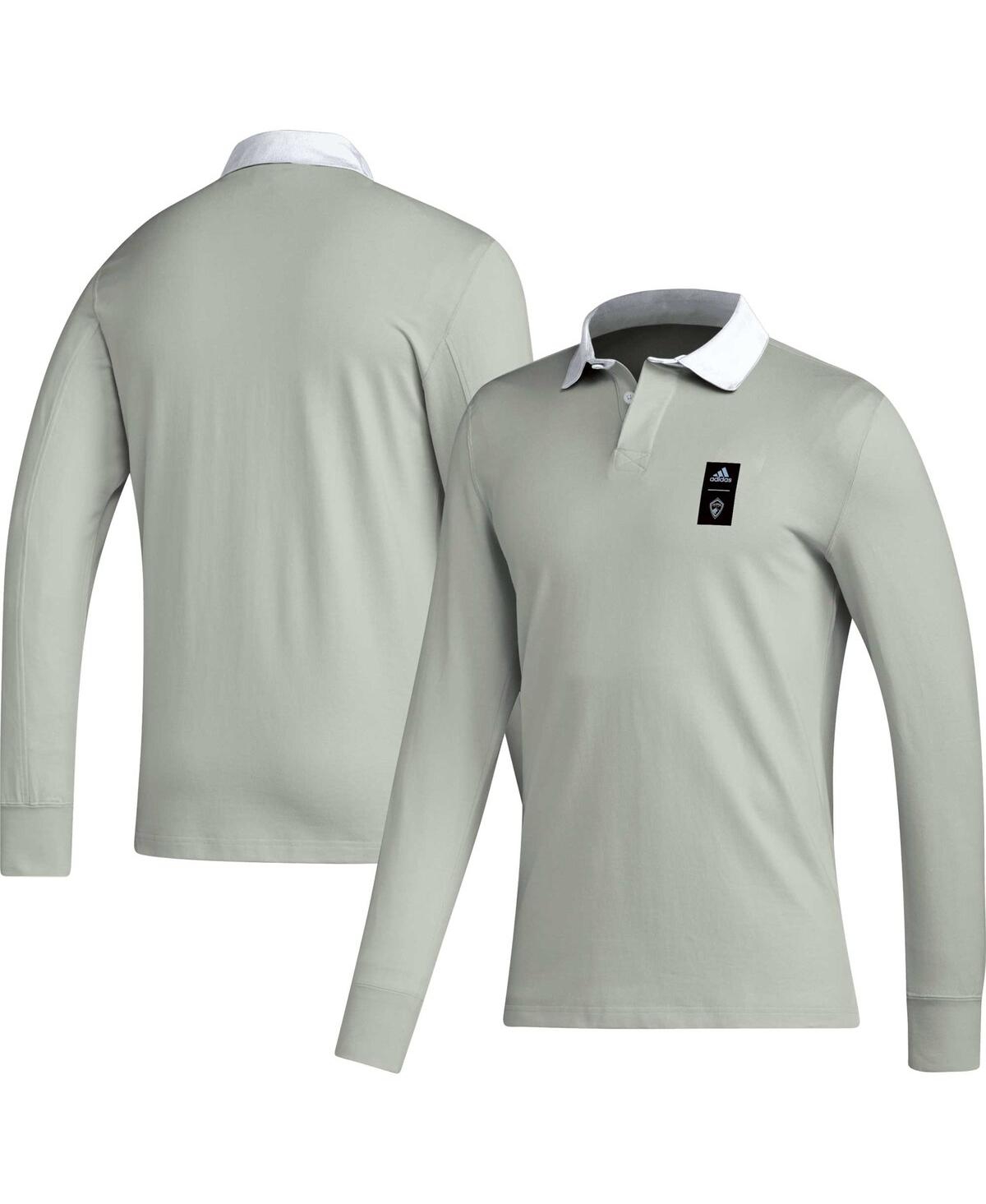 Men's adidas 2023 Player Gray Colorado Rapids Travel Long Sleeve Polo Shirt - Gray