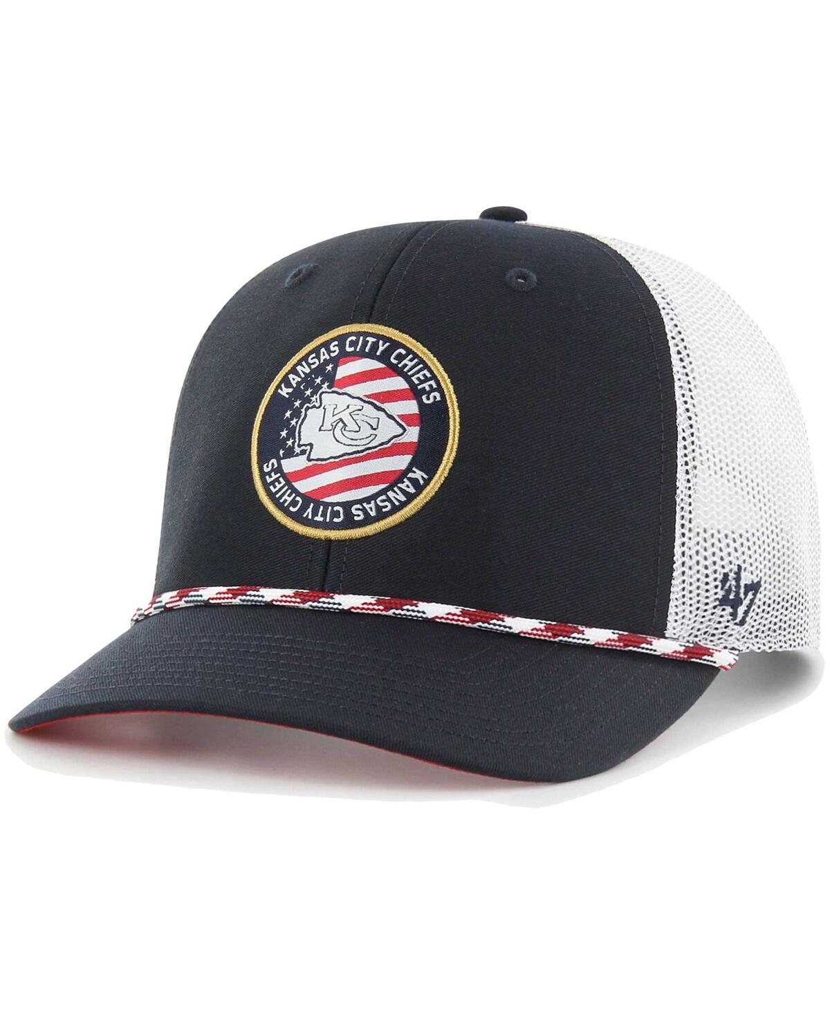 47 Brand Men's ' Navy, White Kansas City Chiefs Union Patch Trucker Adjustable Hat In Navy,white