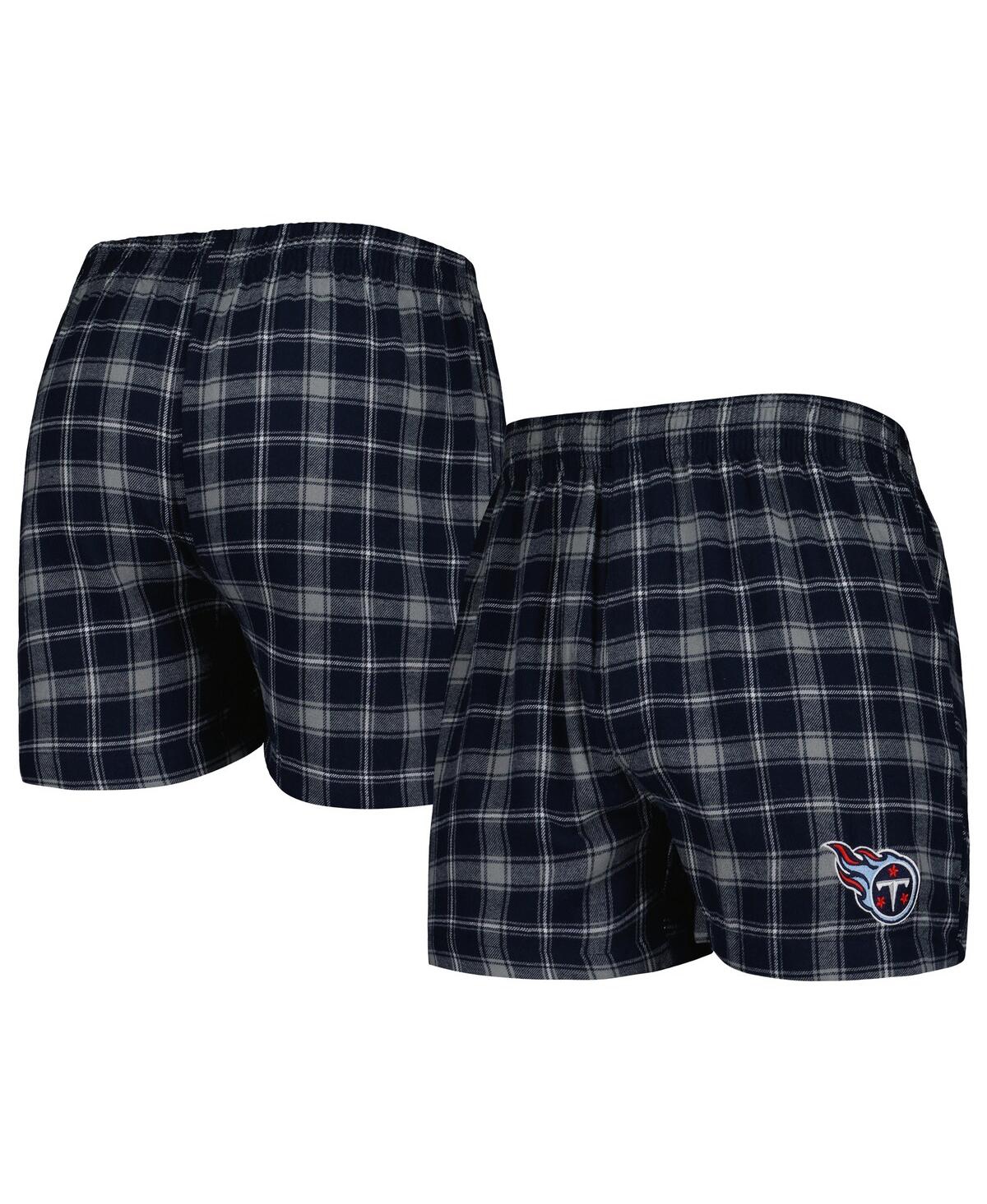 Concepts Sport Men's  Deep Sea Blue, Gray Seattle Kraken Ledger Flannel Boxers In Navy,gray