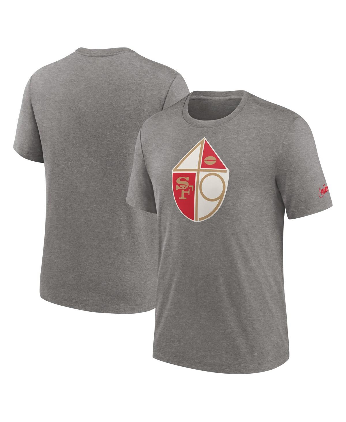 Shop Nike Men's  Heather Charcoal San Francisco 49ers Rewind Logo Tri-blend T-shirt