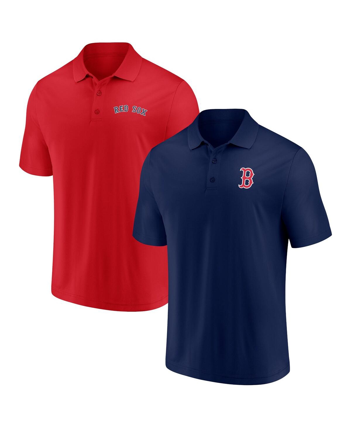 Shop Fanatics Men's  Navy, Red Boston Red Sox Dueling Logos Polo Shirt Combo Set In Navy,red