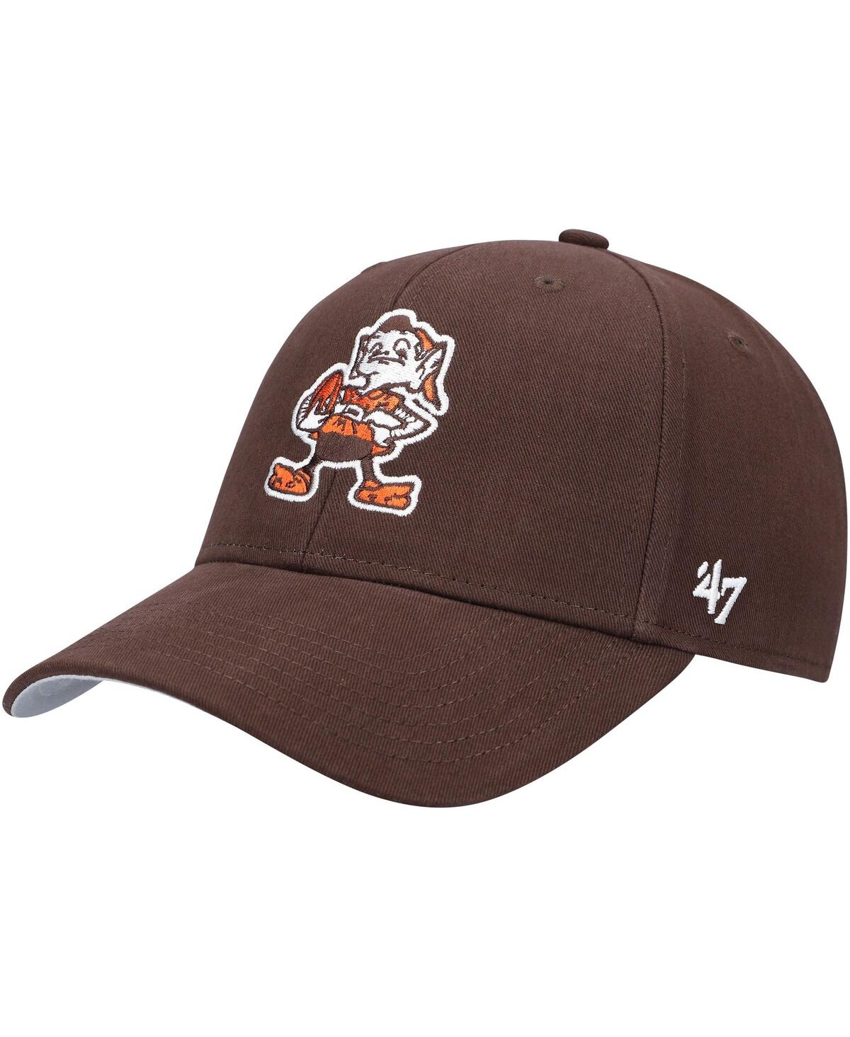47 Brand Kids' Big Boys And Girls ' Brown Cleveland Browns Team Basic Mvp Adjustable Hat