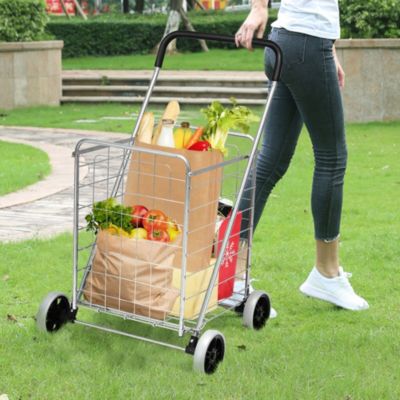 Folding Shopping Cart Utility Trolley Portable For Grocery Laundry Travel