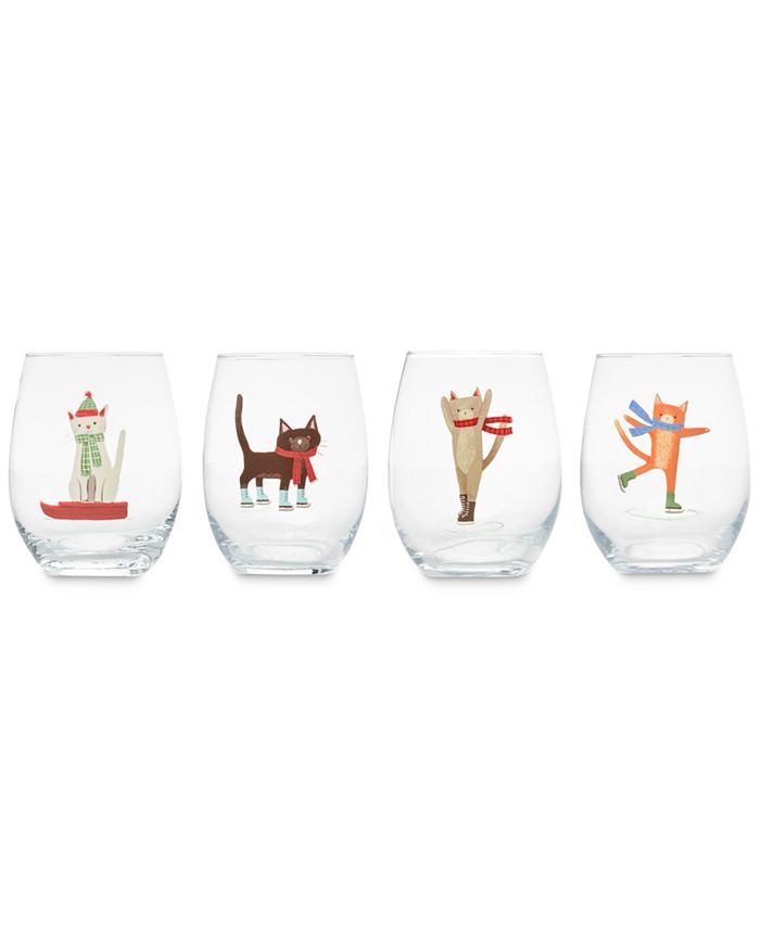 Party Animal Fun Stemless Wine Glasses, Set of 4