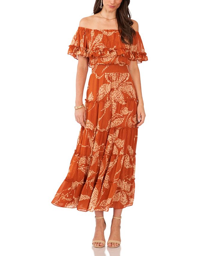 VINCE CAMUTO Ruffled Off The Shoulder Maxi Dress