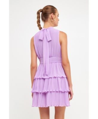 Women's Chiffon Pleated Mini Dress