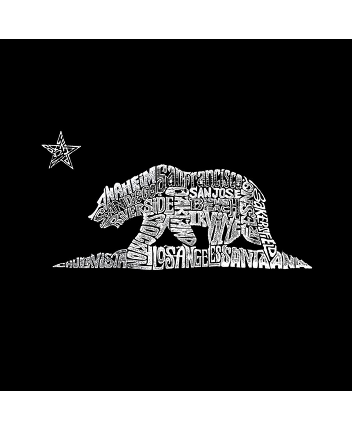 La Pop Art Girls Word Art T-shirt - California Bear