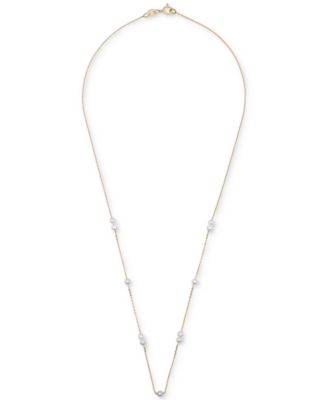 Cultured Freshwater Pearl (3mm) Station 17" Collar Necklace in 14k Gold-Plated Sterling Silver
