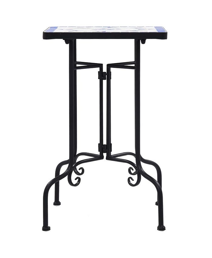 vidaXL Mosaic Side Table Blue and White Ceramic Macy's
