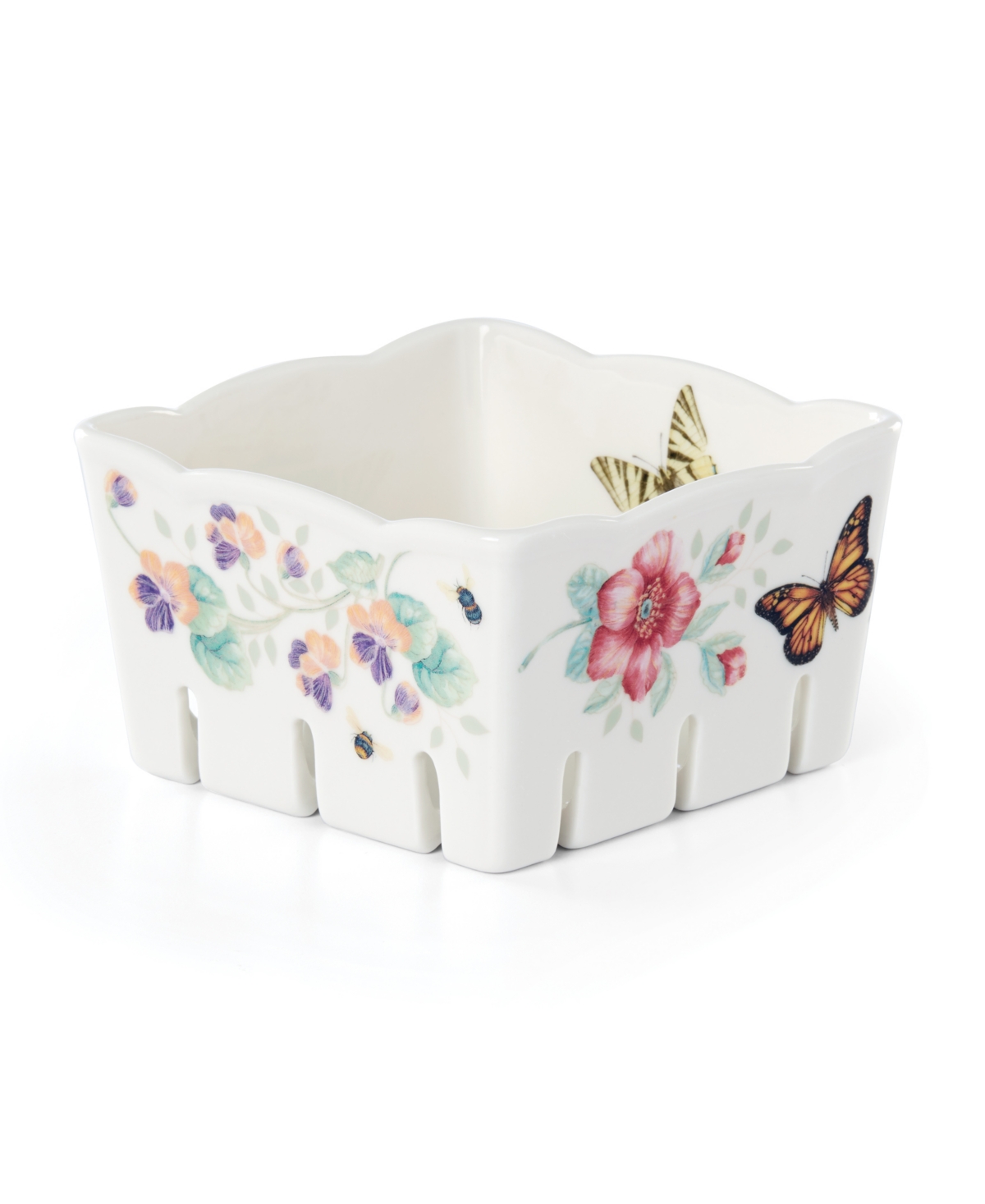 Lenox Butterfly Meadow Kitchen Berry Bowl, Exclusively at Macy's - White With Multi-color Botanical Design