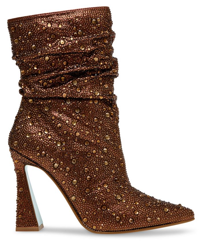Betsey Johnson Women's Mac Rhinestone Slouchy Heeled Boots Macy's