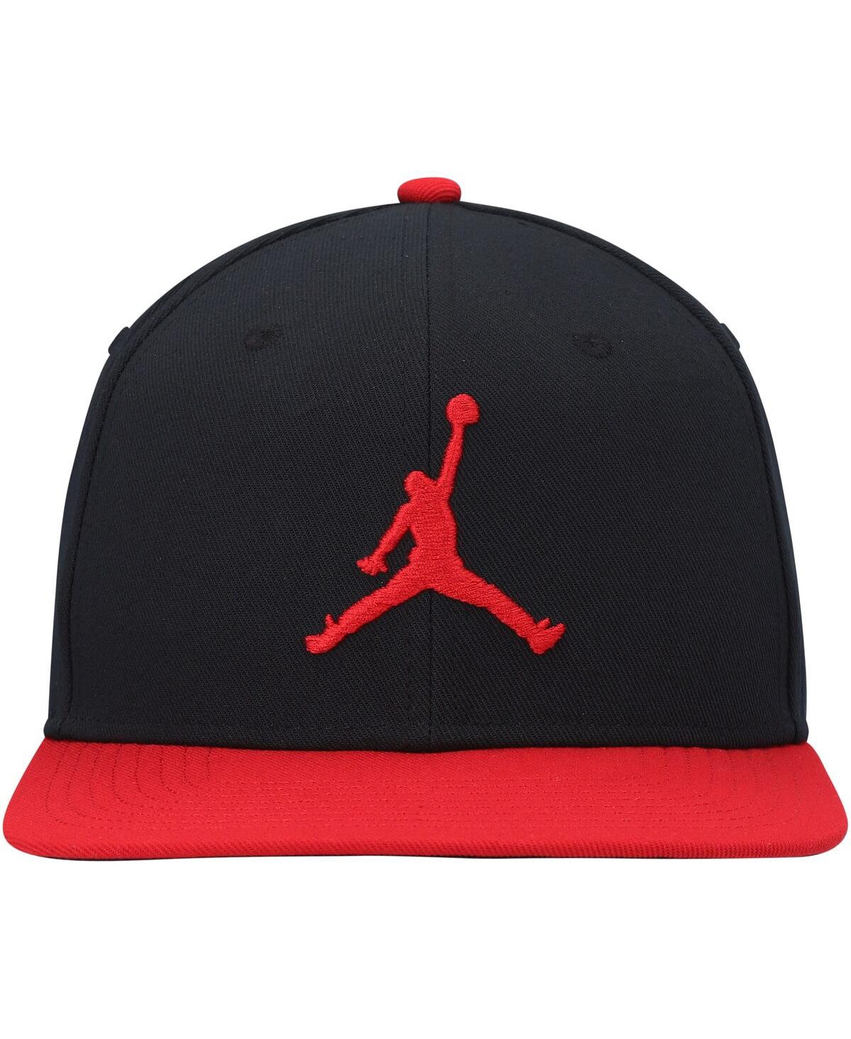 Shop Jordan Men's  White Jumpman Pro Logo Snapback Adjustable Hat In Black,red