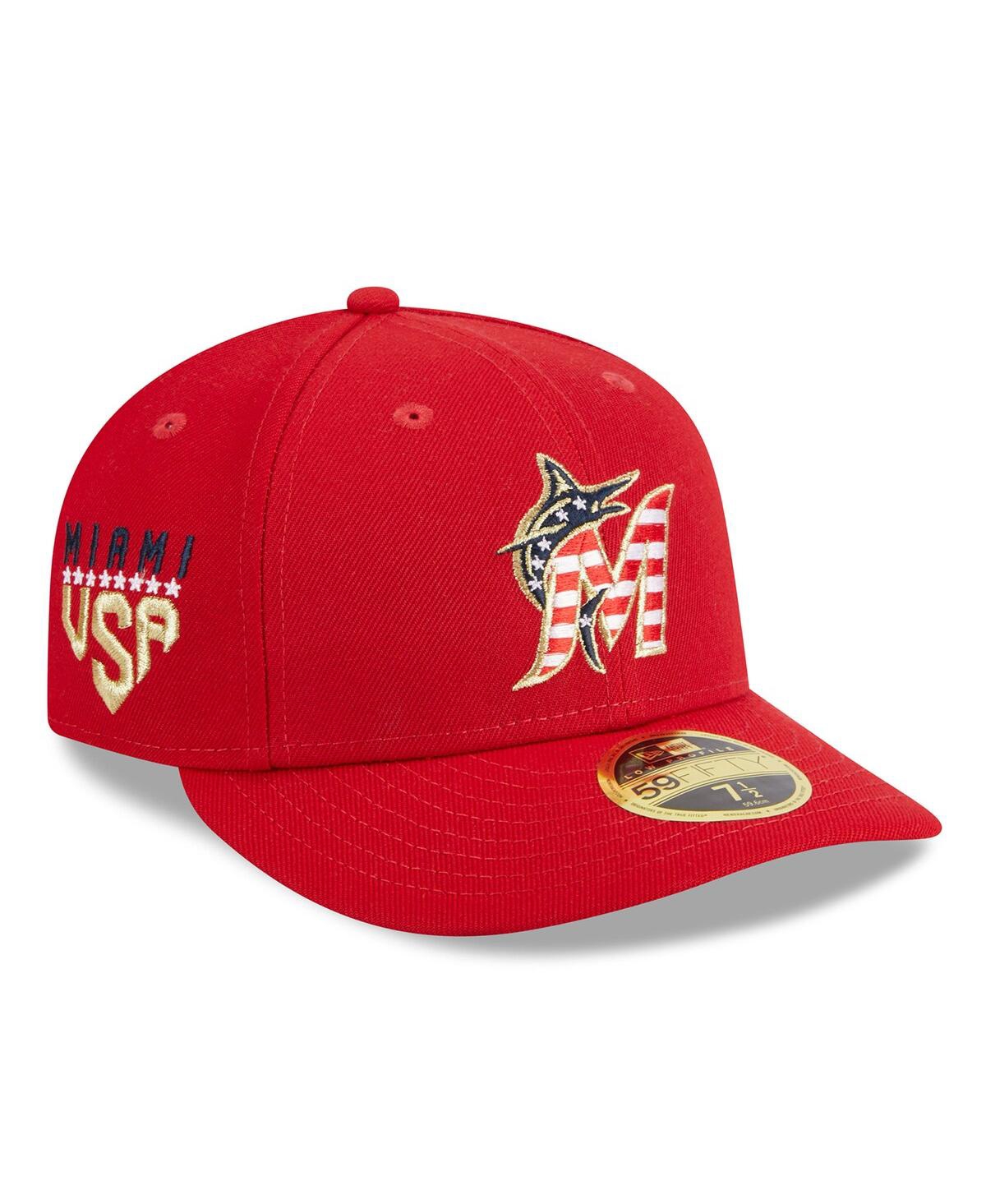 Shop New Era Men's  Red Miami Marlins 2023 Fourth Of July Low Profile 59fifty Fitted Hat