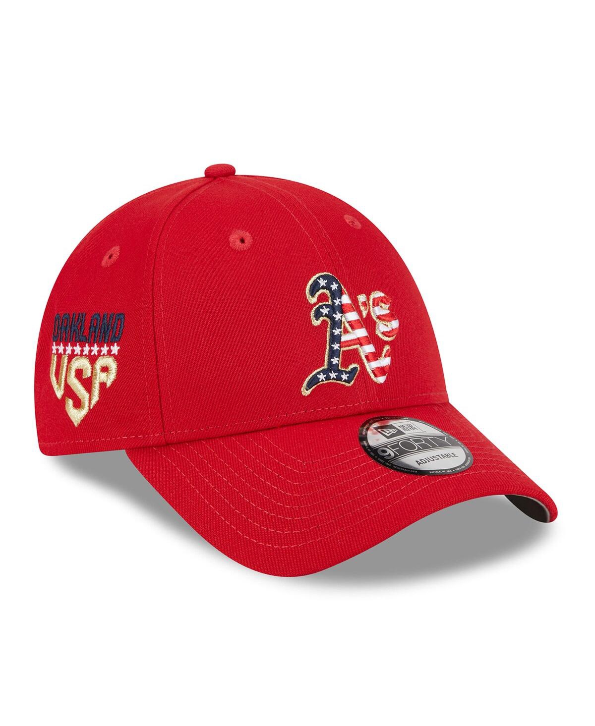 New Era Men's  Red Oakland Athletics 2023 Fourth Of July 9forty Adjustable Hat