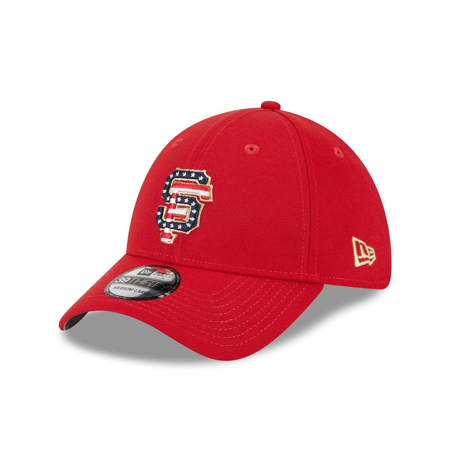 Мужской головной убор New Era Red San Francisco Giants 2023 Fourth of July 39THIRTY Flex Fit Hat — фото 3