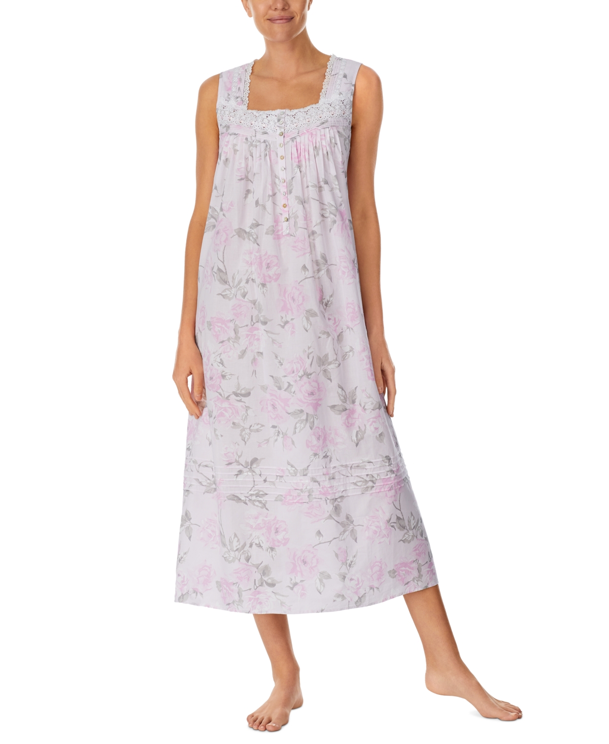 Women's Cotton Sleeveless Ballet Nightgown - Rose Floral