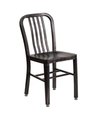 Santorini 18 Inch Galvanized Steel Indoor/Outdoor Dining Chair With Slatted Back And Powder Coated Finish