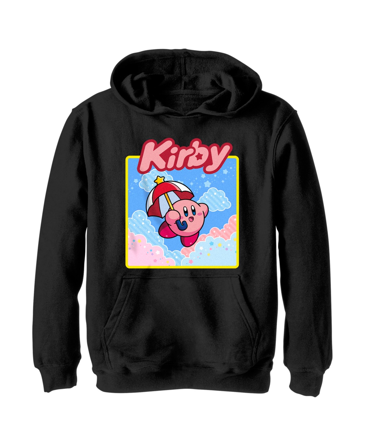 Nintendo Boy's  Kirby Flying Portrait Child Pull Over Hoodie In Black