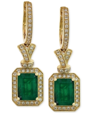 image of Brasilica by Effy Emerald (2-7/8 ct. t.w.) and Diamond (1/2 ct. t.w.) Earrings in 14k Gold, Created for Macy-s
