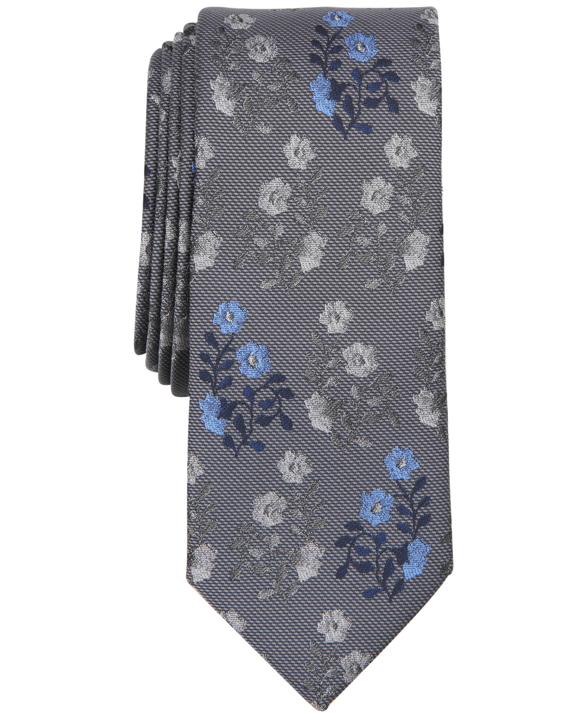 Bar Iii Men's Lancing Floral Tie, Created For Macy's In Charcoal