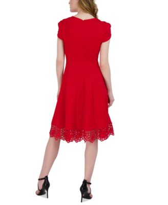 Women's Round-Neck Sleeveless Fit & Flare Dress