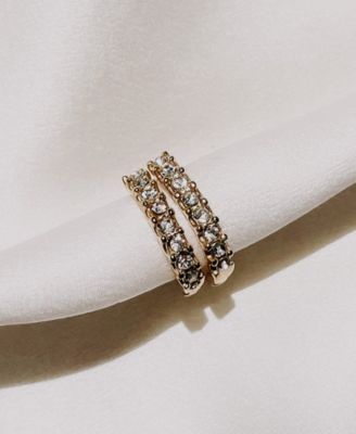 18k Gold-Plated Small Cubic Zirconia Oval Hoop Earrings