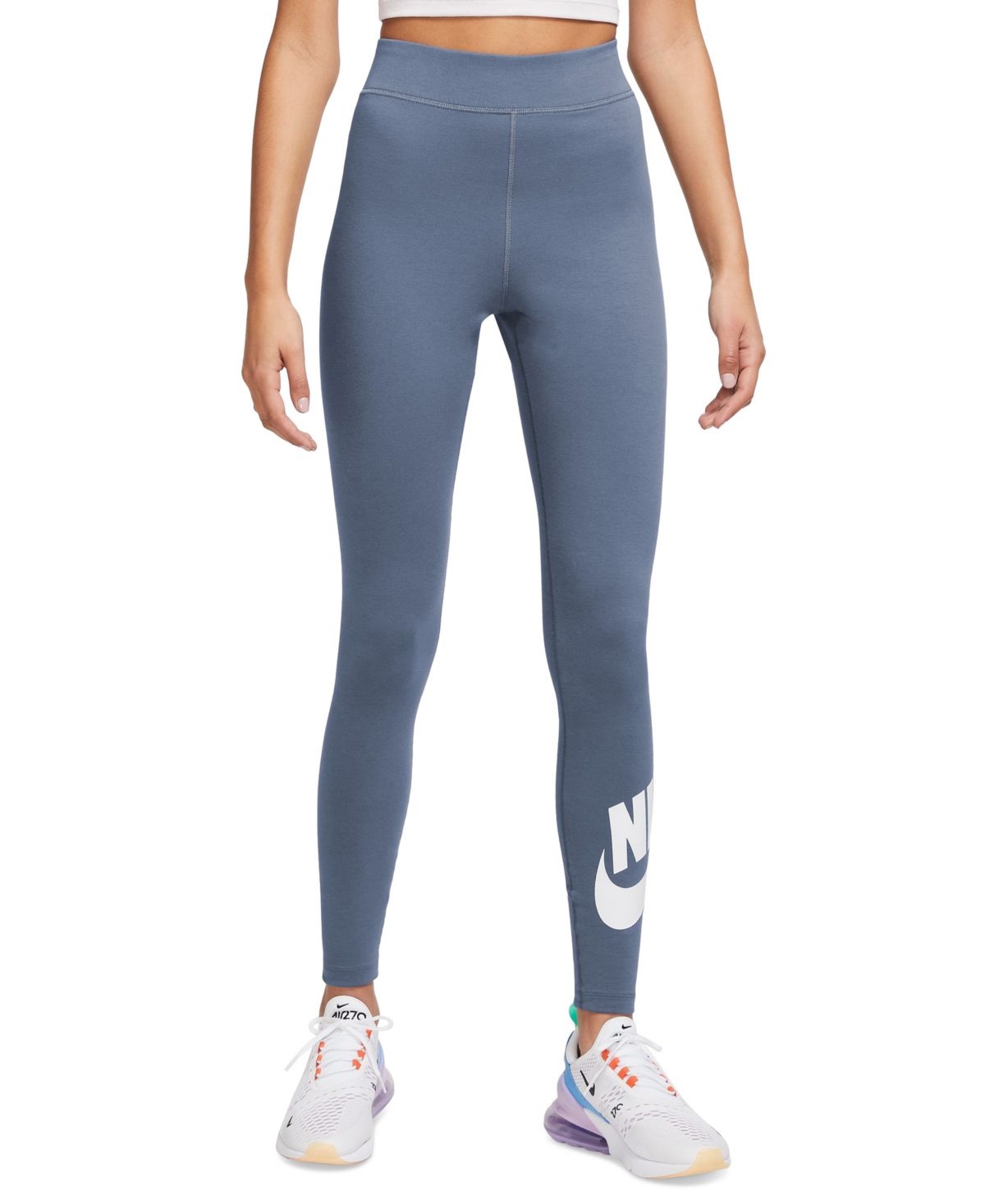 Shop Nike Women's Sportswear Classics High-waisted Graphic Leggings In Diffused Blue,white