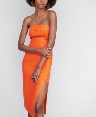 mango strapless pleat front dress Mango Chiffon Strapless Gown  Monique Lhuillier