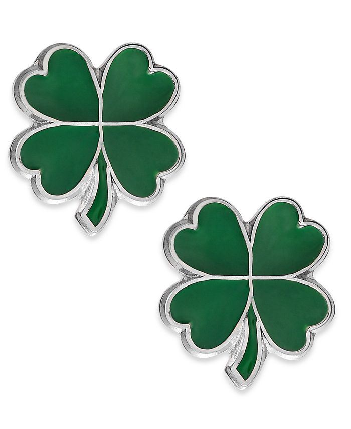 Macy S Children S Four Leaf Clover Stud Earrings In Sterling Silver Reviews Earrings Jewelry Watches Macy S