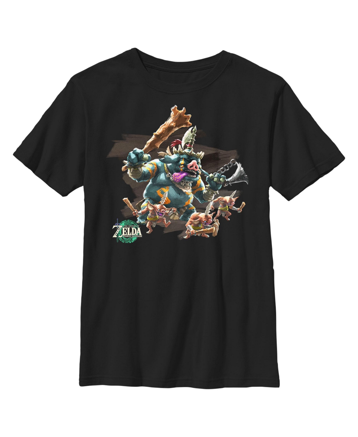 Nintendo Boy's  The Legend Of Zelda: Tears Of The Kingdom Blin Tribe Portrait Child T-shirt In Black