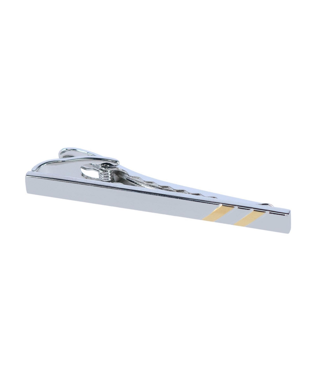Men's Rhodium and Gold Detailed Tie Bar - Silver and gold
