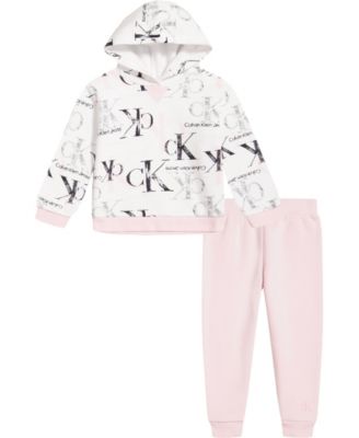 Calvin Klein Girls Pink Gradient Monogram Hoodie