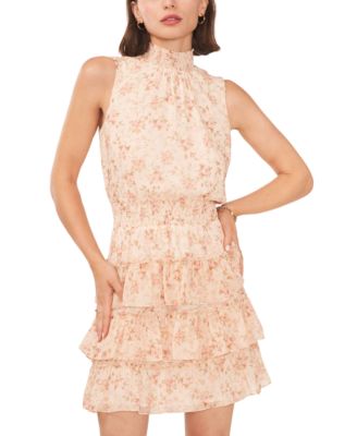 1.STATE - Women's Sleeveless Smocked-Neck Ruffled Mini Dress