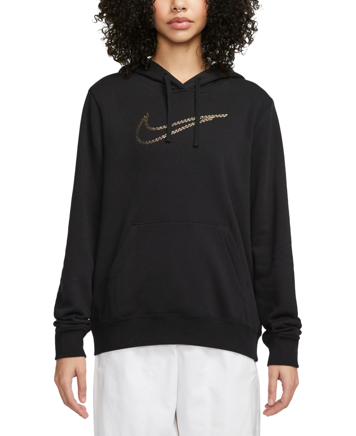 Nike Women's Sportswear Club Fleece Premium Essential Loose Shine Pullover Hoodie In Black