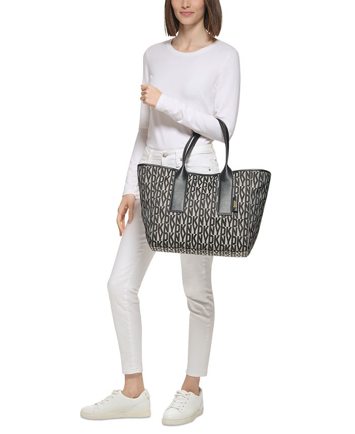 Sac à épaule Tote DKNY Grayson Logo - Couleur Truffle (marron), En Polyuréthane, Avec Fermeture Magnétique - Neuf Avec étiquettes
