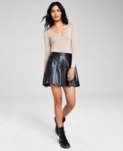 En Saison Women's Lira Pleated Denim Mini Skirt - Macy's