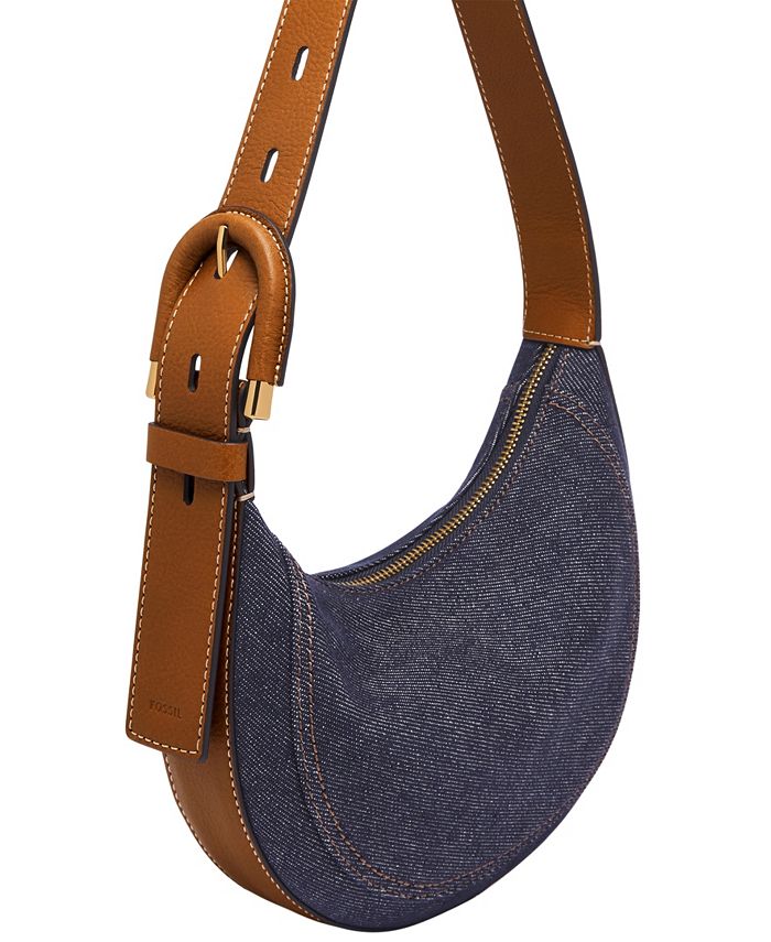 Fossil Harwell Denim Crescent Bag Macy's