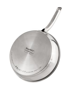 Belly Shape 18/10 Stainless Steel 10.5" Skillet with Glass Lid, 2.5qt.