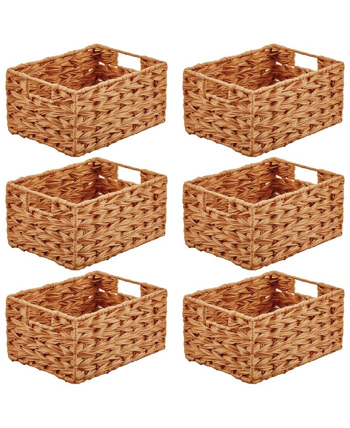 mDesign Woven Farmhouse Kitchen Pantry Food Storage Basket Box, Small