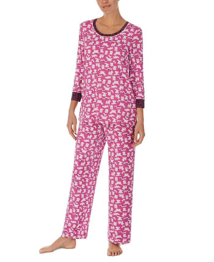 Cuddl Duds Women's Printed 3/4Sleeve Pajamas Set Macy's