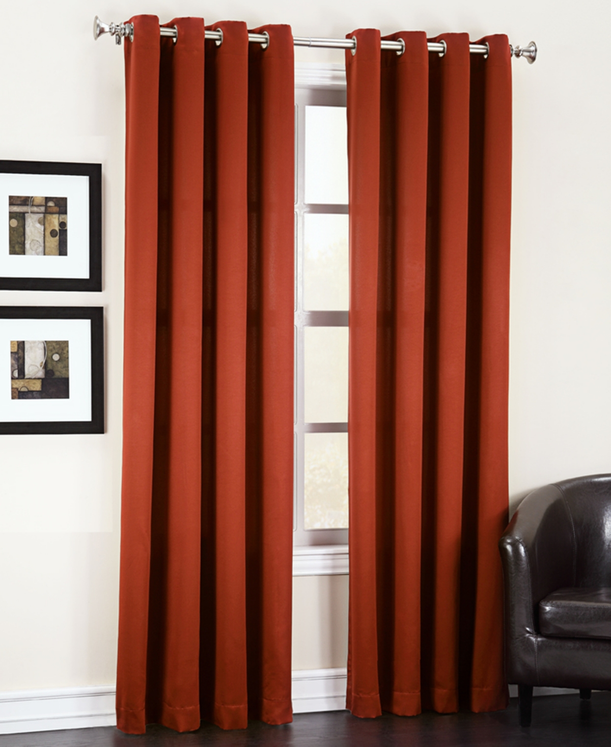 Sun Zero Grant Solid Grommet Curtain Panel, 54" X 63" In Dark Red