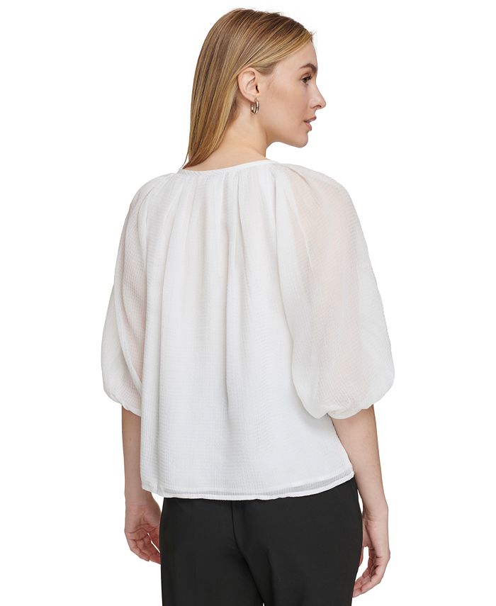 Cap Sleeve Button Cinched Knit Top